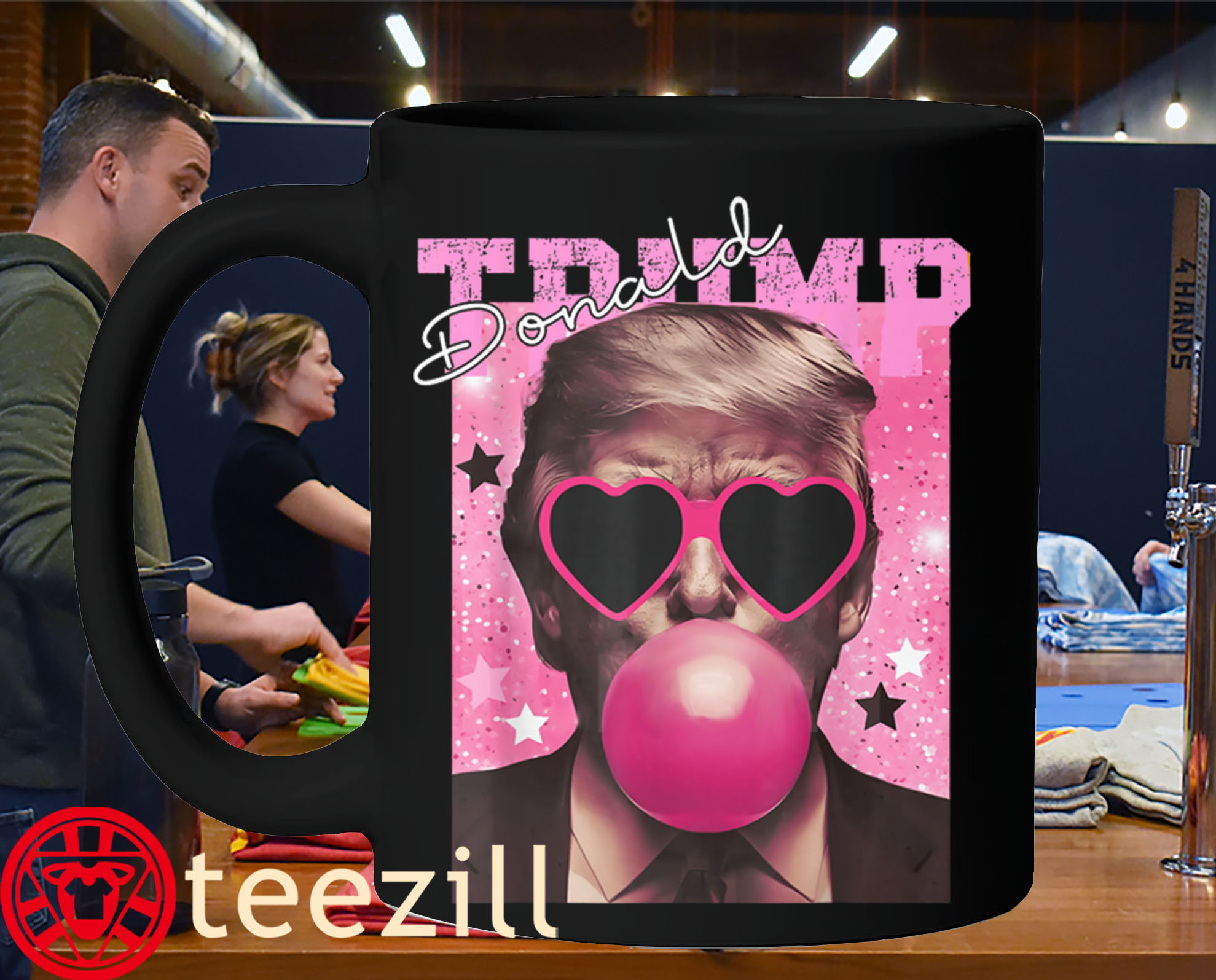 The Donald Trump Bubble Gum Pink Sunglasses Tee Shirt - Image 4