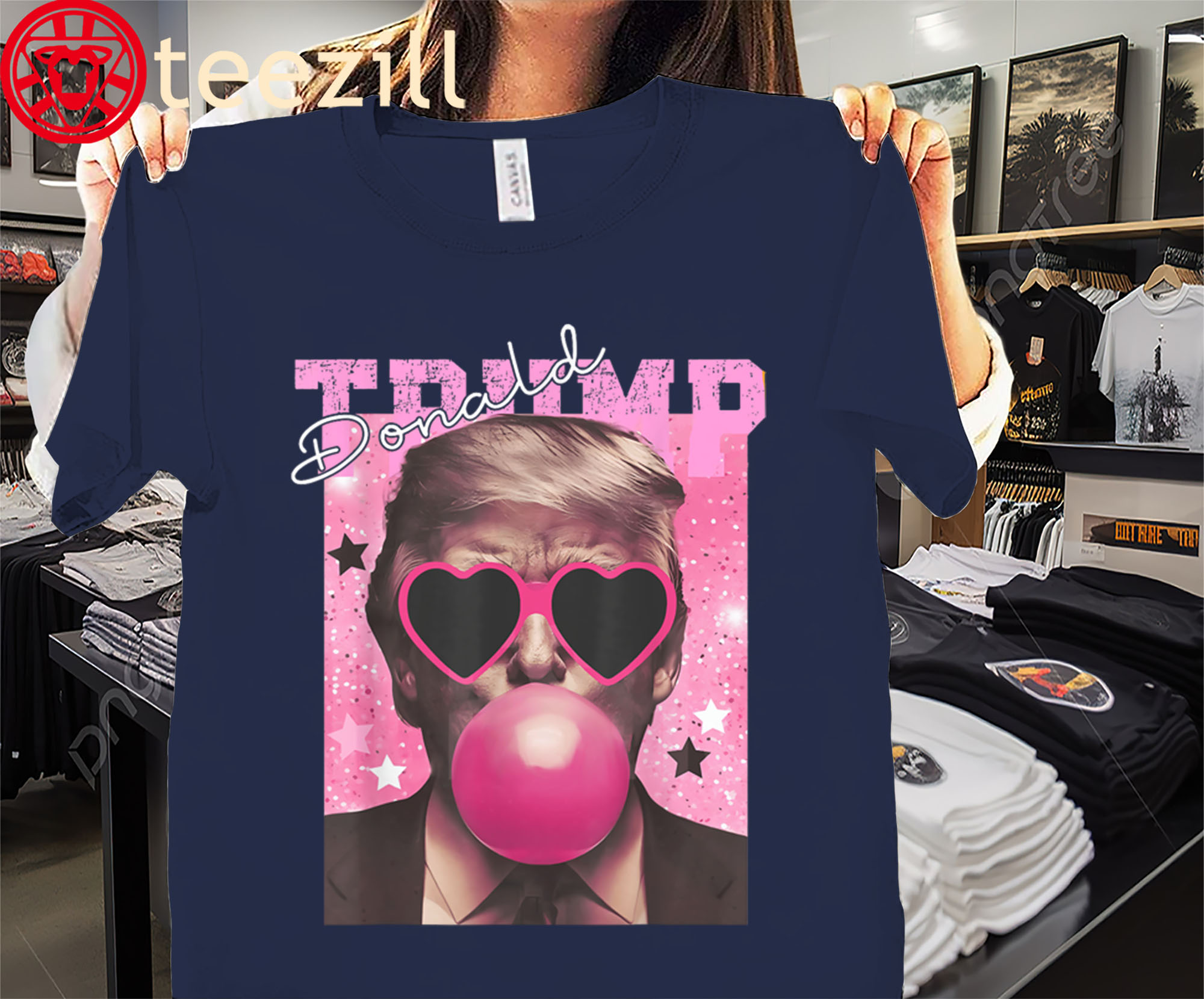 The Donald Trump Bubble Gum Pink Sunglasses Tee Shirt