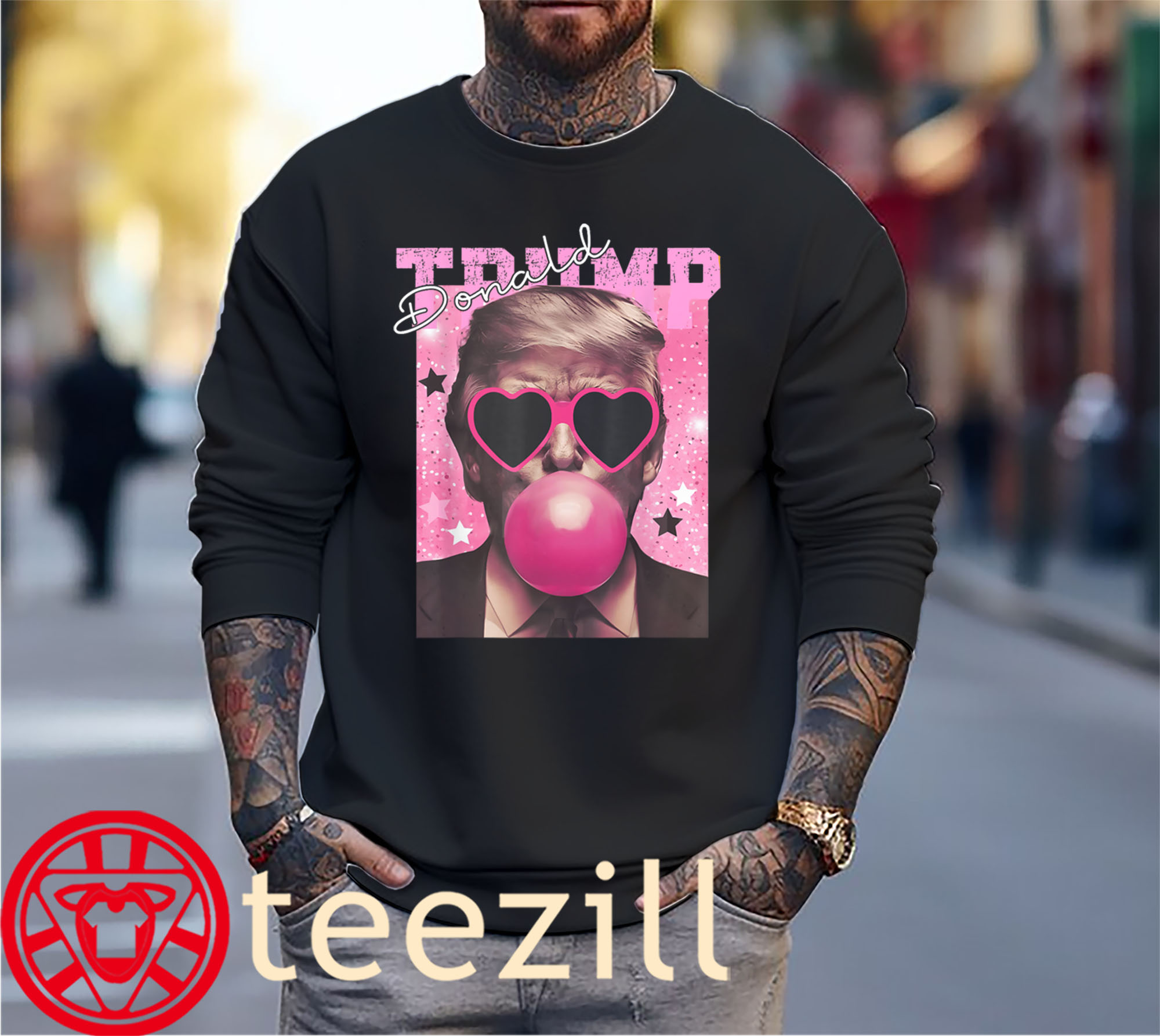 The Donald Trump Bubble Gum Pink Sunglasses Tee Shirt - Image 3
