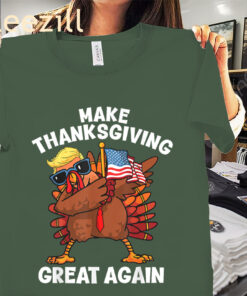 The Make Thanksgiving Great Again Dabbing Turkey Trump American Tee Shirt