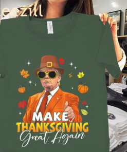 The Thanksgiving Great Again Autumn Fall Leaves Trump Funny Tee Shirt