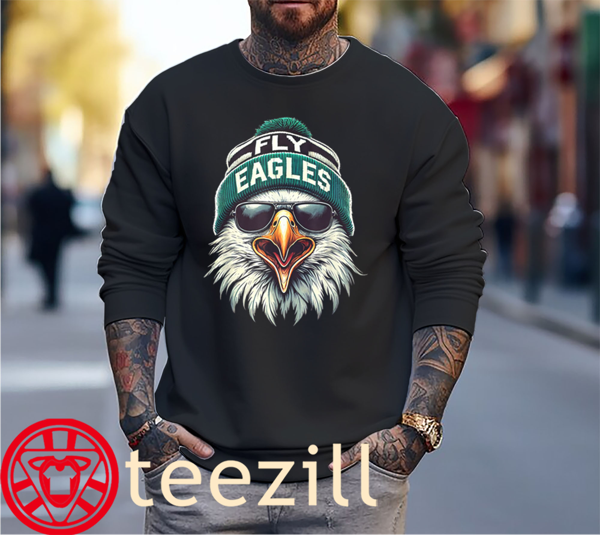 The Cool Eagle with sunglasses Vintage Eagles Flying bird T-Shirt - Image 4