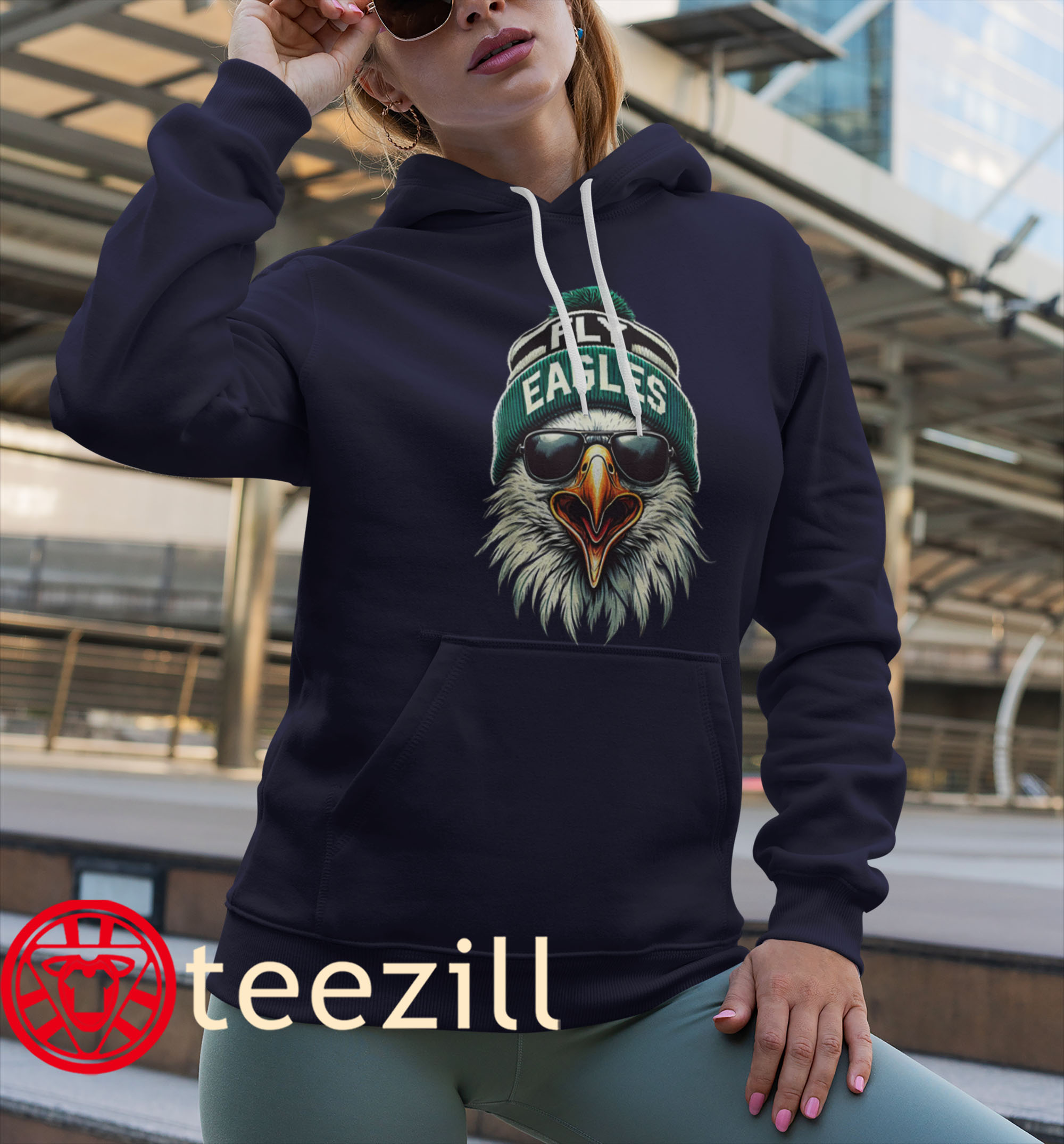 The Cool Eagle with sunglasses Vintage Eagles Flying bird T-Shirt - Image 3