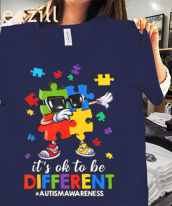 It's OK To Be Different Dabbing Puzzle Autism Awareness Tee Shirt