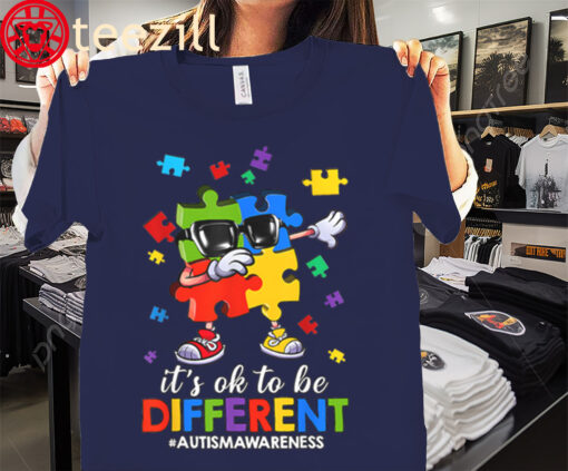 It's OK To Be Different Dabbing Puzzle Autism Awareness Tee Shirt