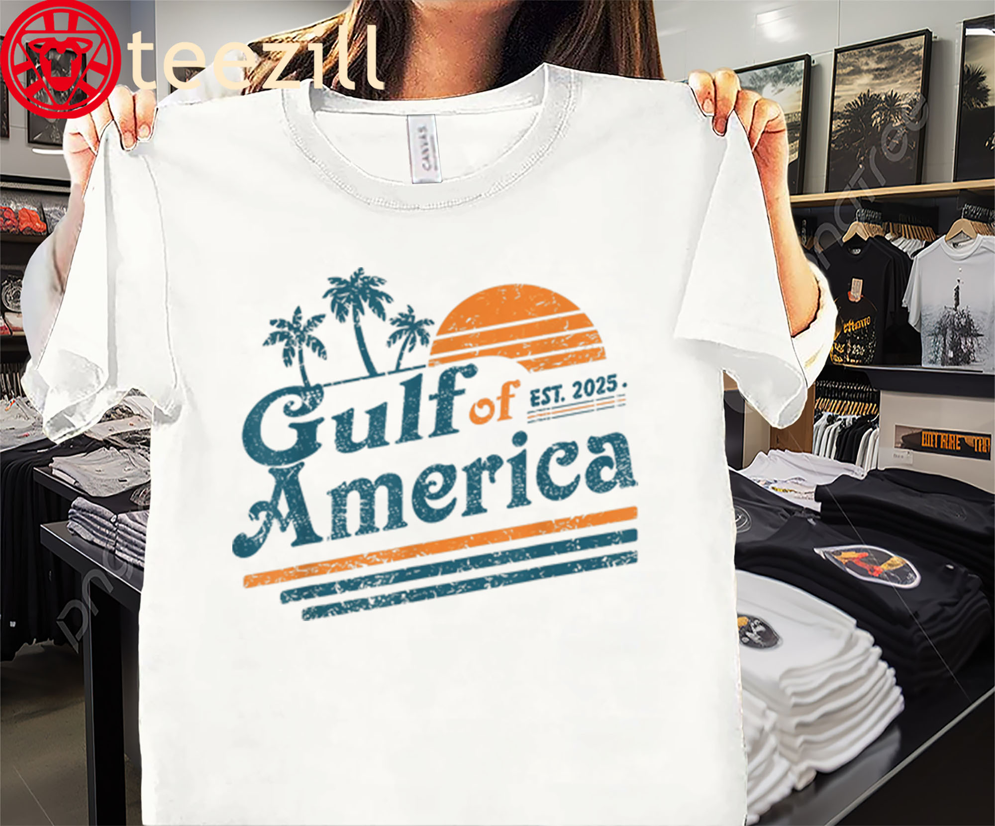 Retro Vintage Gulf Of US America 2025 American Flag Mexico Tee Shirt