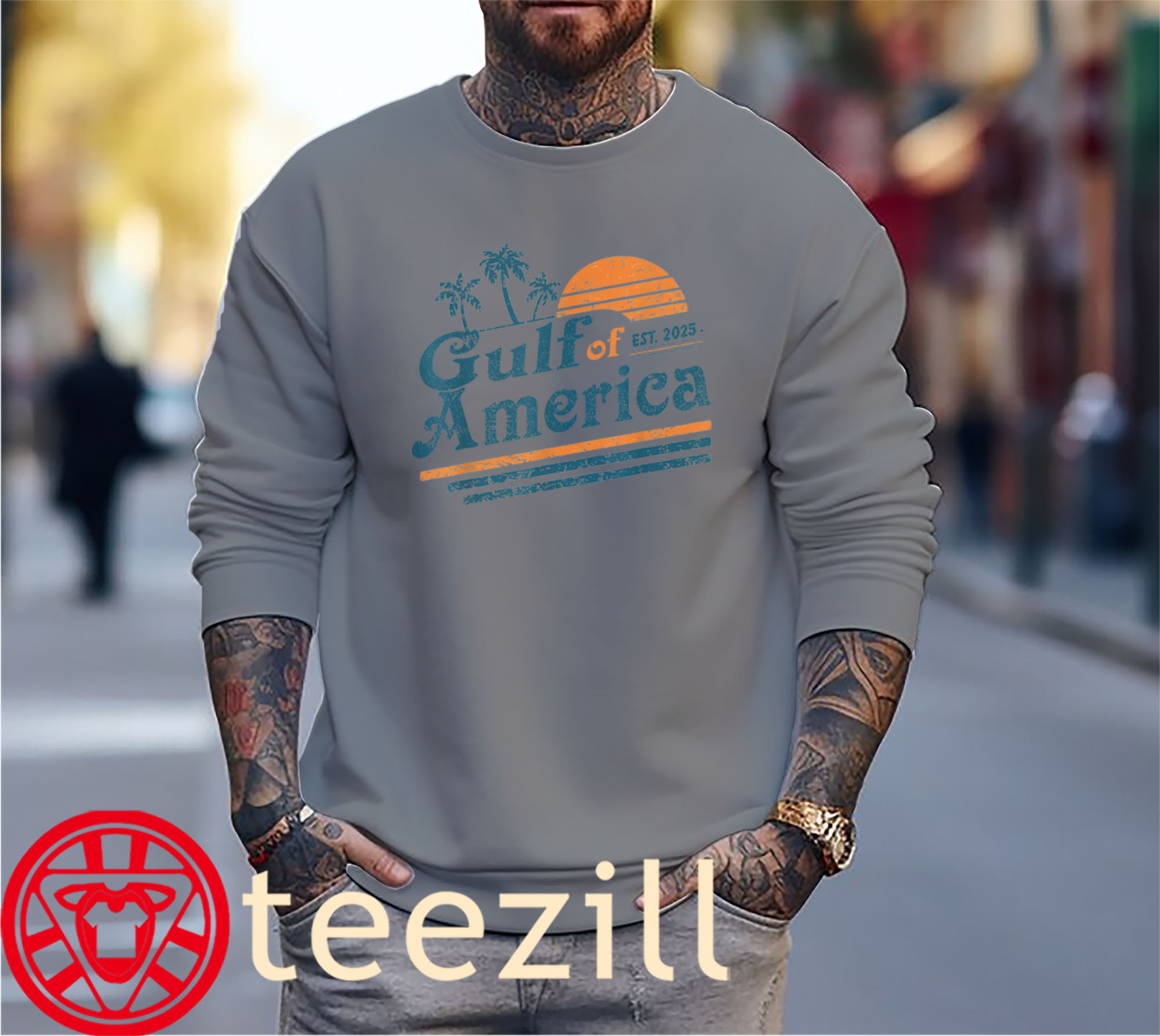 Retro Vintage Gulf Of US America 2025 American Flag Mexico Tee Shirt - Image 3