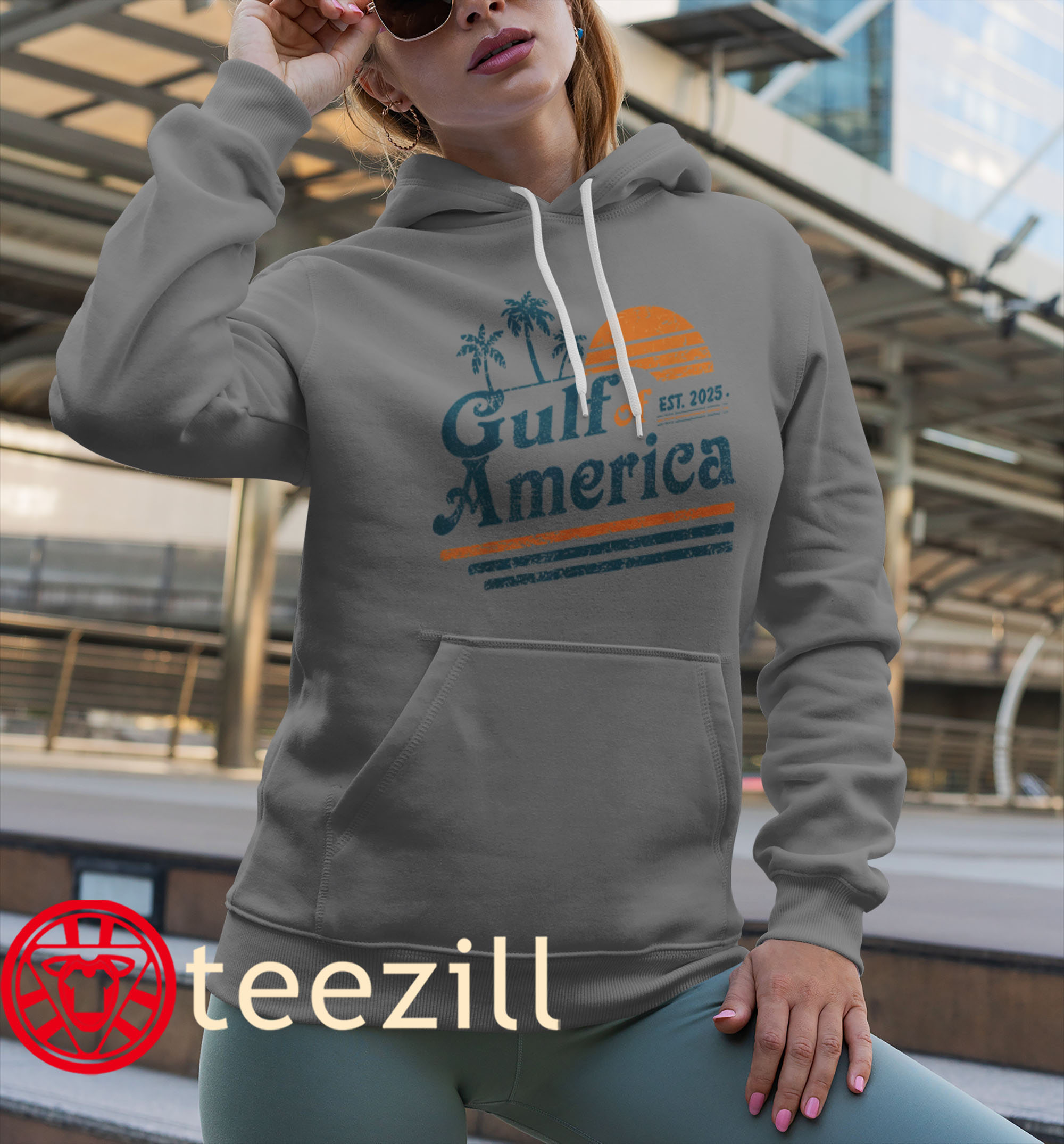 Retro Vintage Gulf Of US America 2025 American Flag Mexico Tee Shirt - Image 2