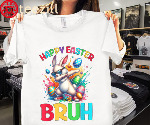 Bruh Easter Eggs Teens Boys Easter Bunny Easter Tee Shirt