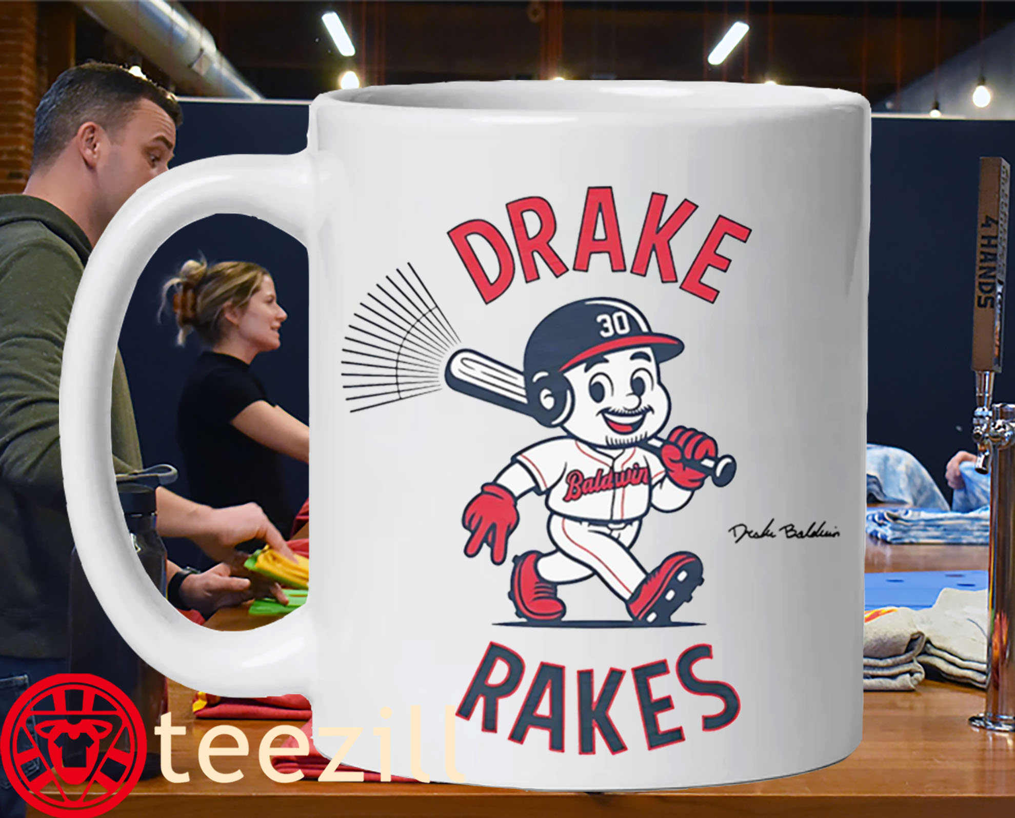 Drake Baldwin Drake Rakes Atlanta Braves Baseball Mug