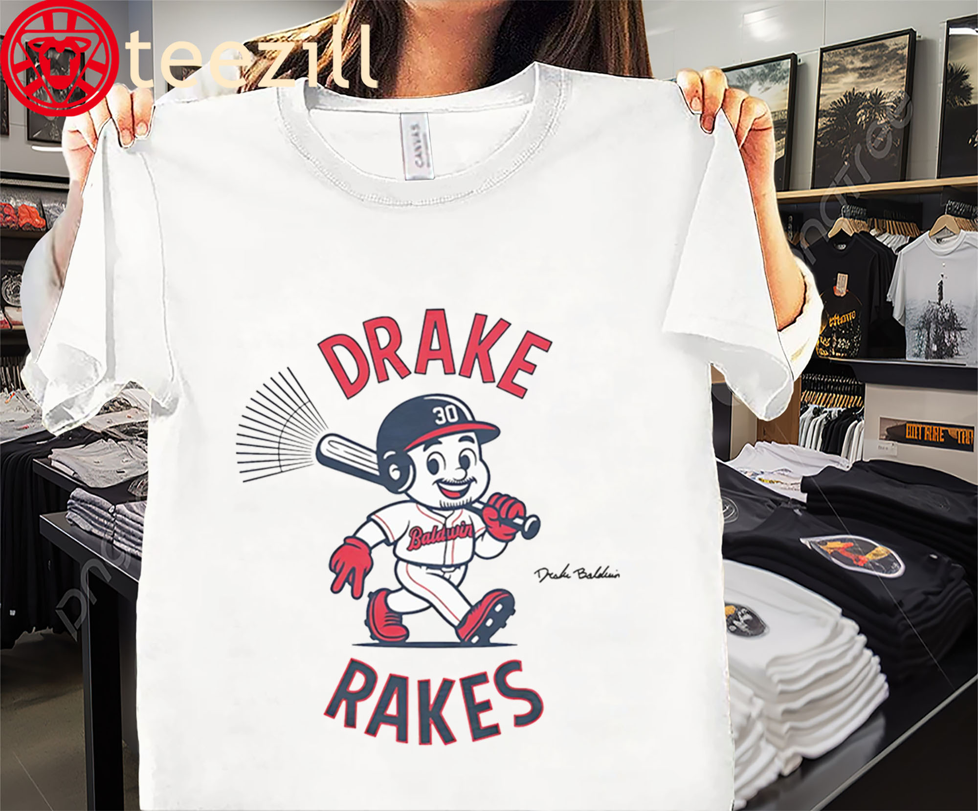 Drake Baldwin Drake Rakes Atlanta Braves Baseball Tee