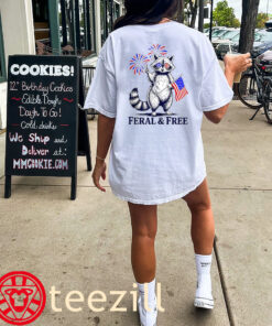 Feral and Free Patriotic Racoon 4th July Tees