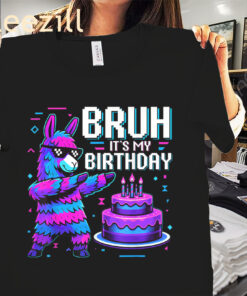 Llama Bruh Its My Birthday Tee Llama Pinata Boy Girl Family Birth Day Shirt