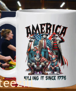America Killing It Since 1776 Funny TeamT Horror Movie Fourth Of July Mug