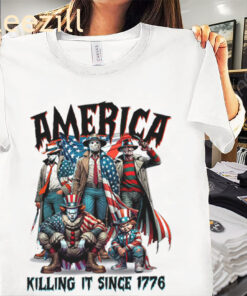 America Killing It Since 1776 Funny TeamT Horror Movie Fourth Of July Shirt