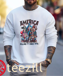 America Killing It Since 1776 Tee Horror Movie Fourth Of July Shirts