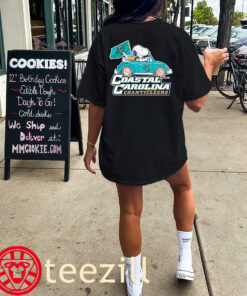 Coastal Carolina Chanticleers Snoopy And Woodstock Driving Car Premium Shirt unisex