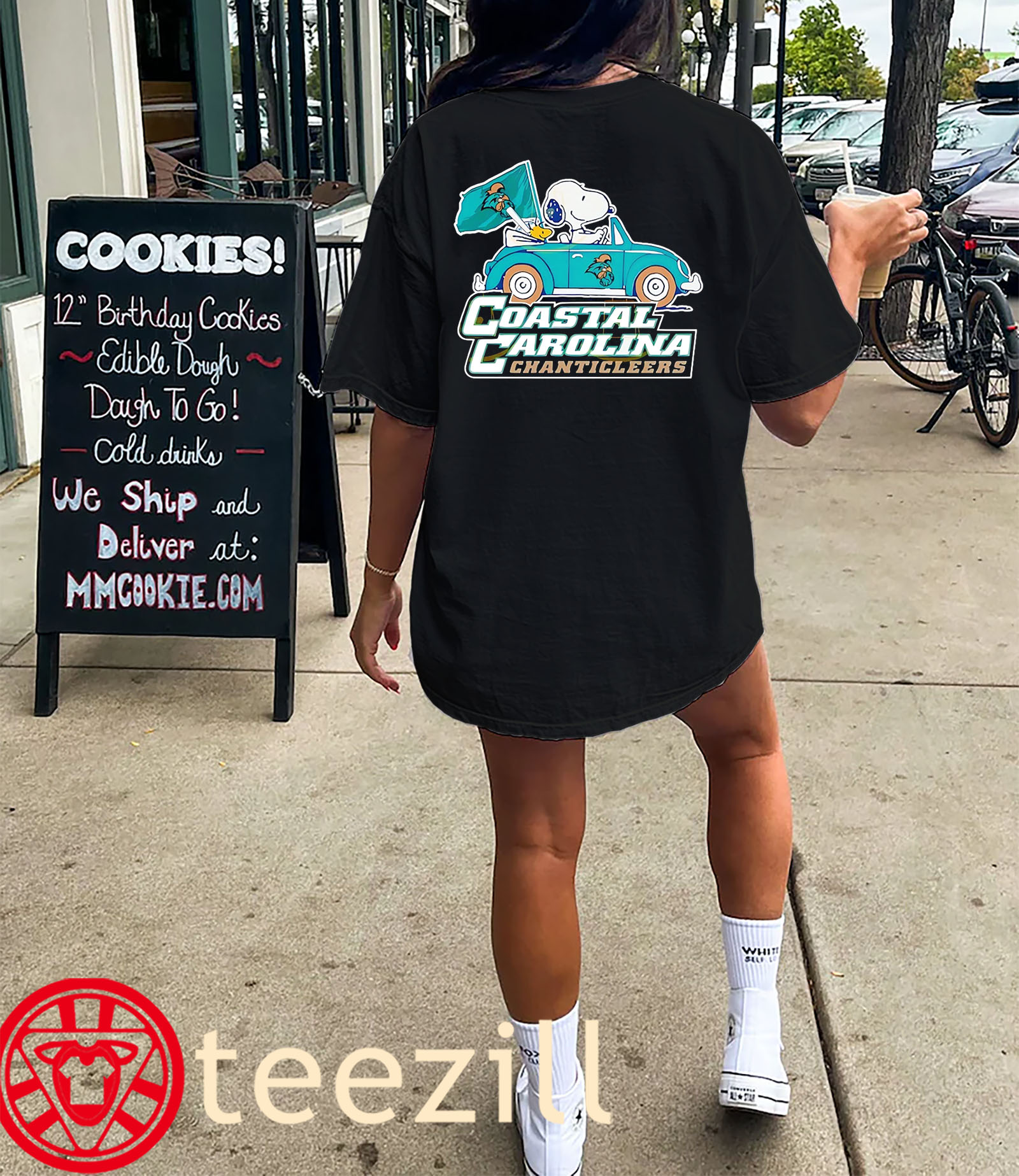 Coastal Carolina Chanticleers Snoopy And Woodstock Driving Car Premium Shirt unisex