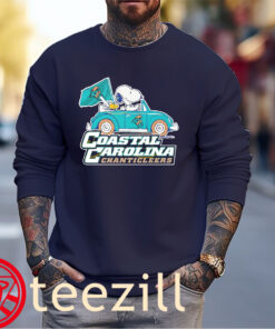 Coastal Carolina Chanticleers Snoopy And Woodstock Driving Car Premium TShirt