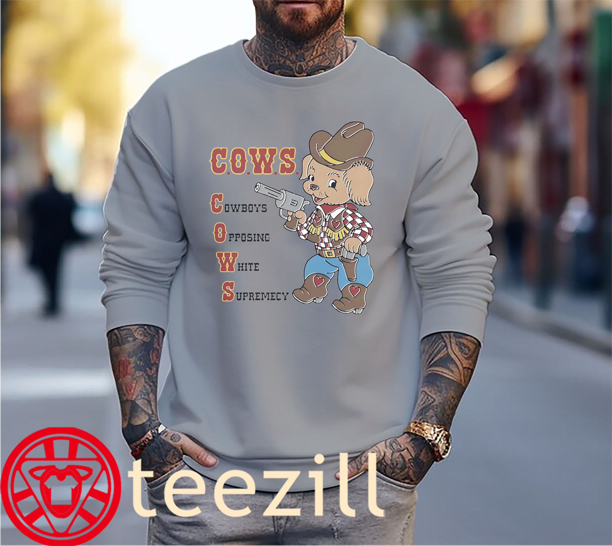 Cows Cowboys Opposing White Supremacy Premium sweater