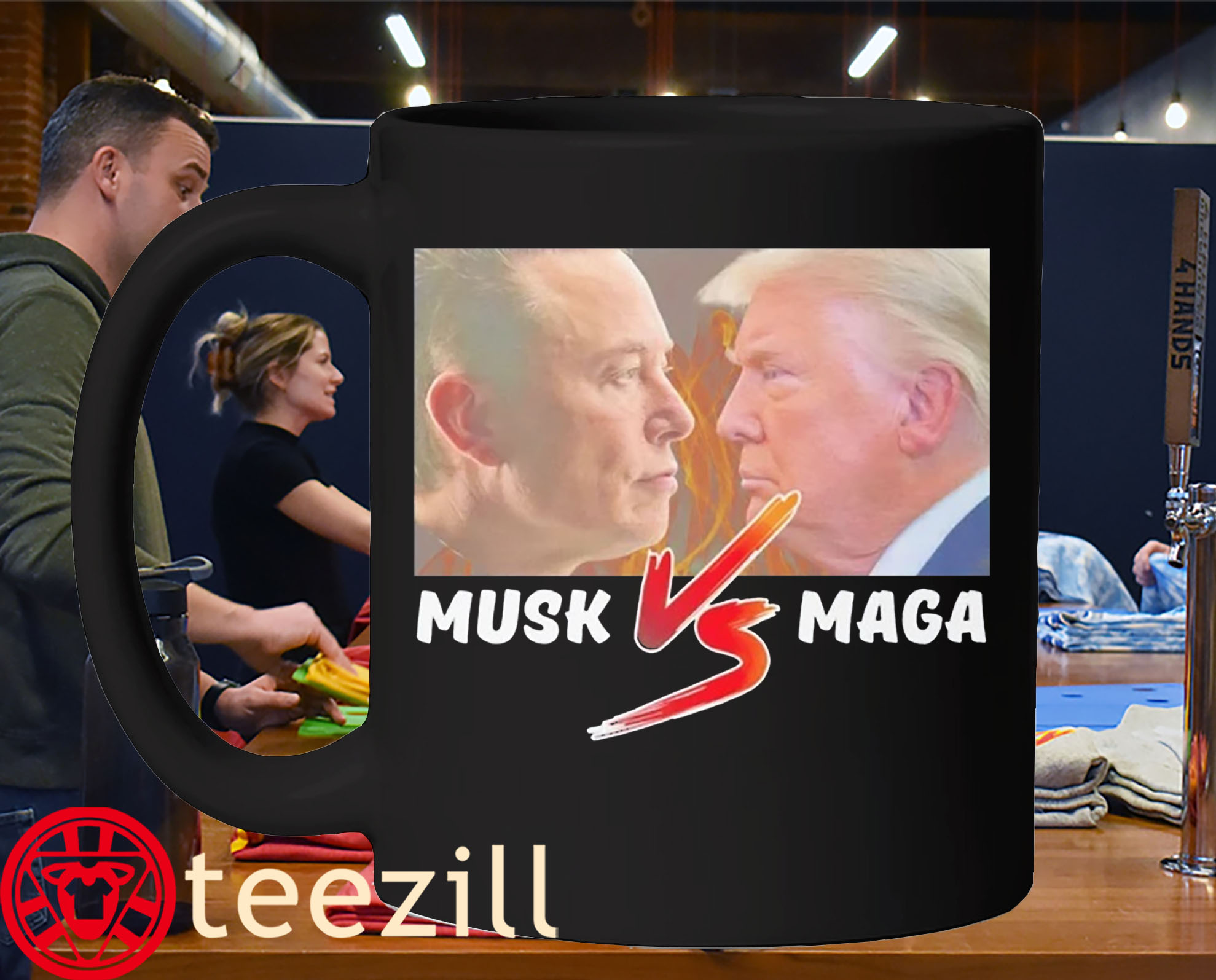 Elon Musk vs Donald Trump MAGA War Premium Mug