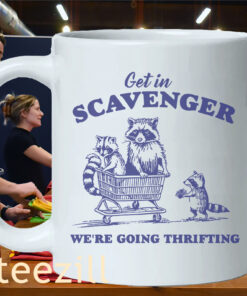 Get in Scavenger We're Going Thrifting Tee Cartoon Trash Panda Mug