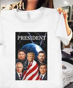 Graphic Donald Trump, Vladimir Putin, Volodymyr Zelenskyy, Kim Jong-un, and Global Presidents Shirt