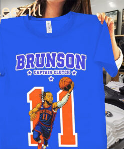 Jalen Brunson Captain Clutch New York Knicks NBA Baseball Shirt