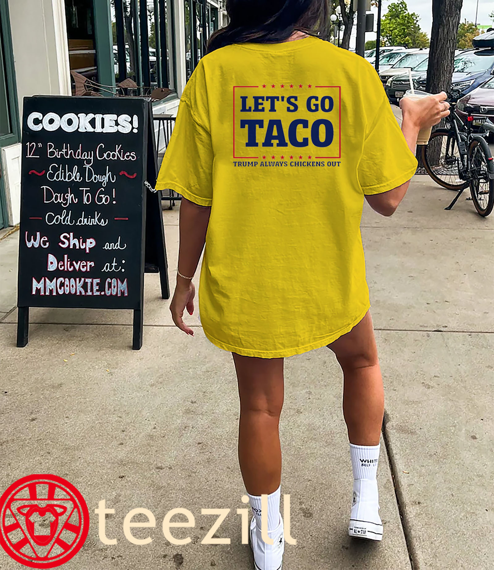 Let's Go Taco Shirt Trump Always Chickens Out Tariff Theory Tee classic