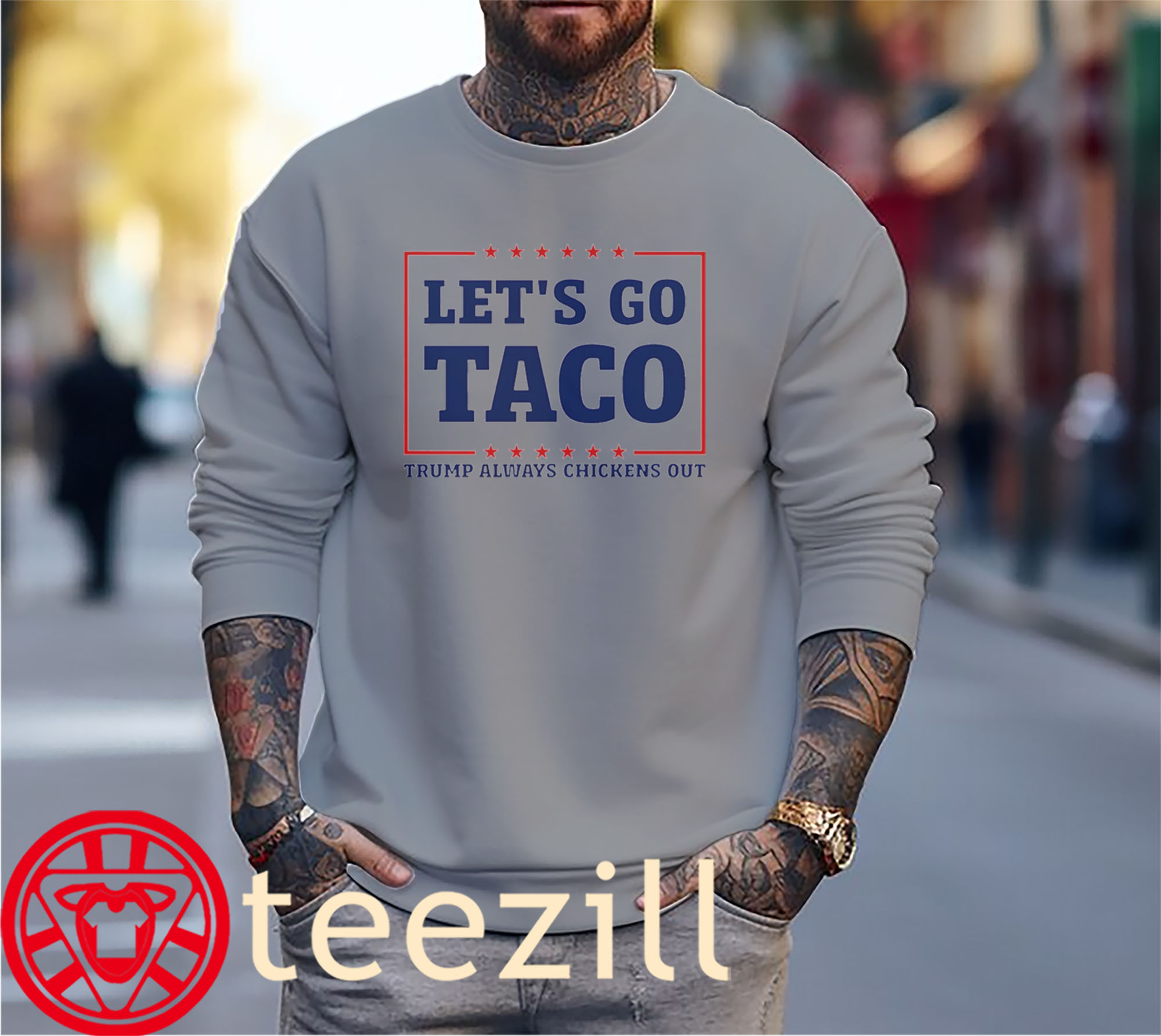 Let's Go Taco Shirt Trump Always Chickens Out Tariff Theory Tee men