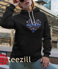 Logo Team New York Mets Heart 2025 T-Shirt