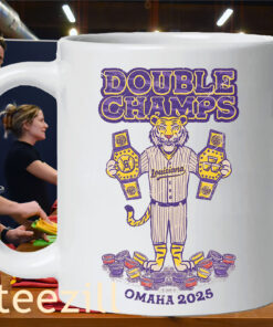 Louisiana Double Champs 2025 OMAHA Mug LSU Tigers Baseball