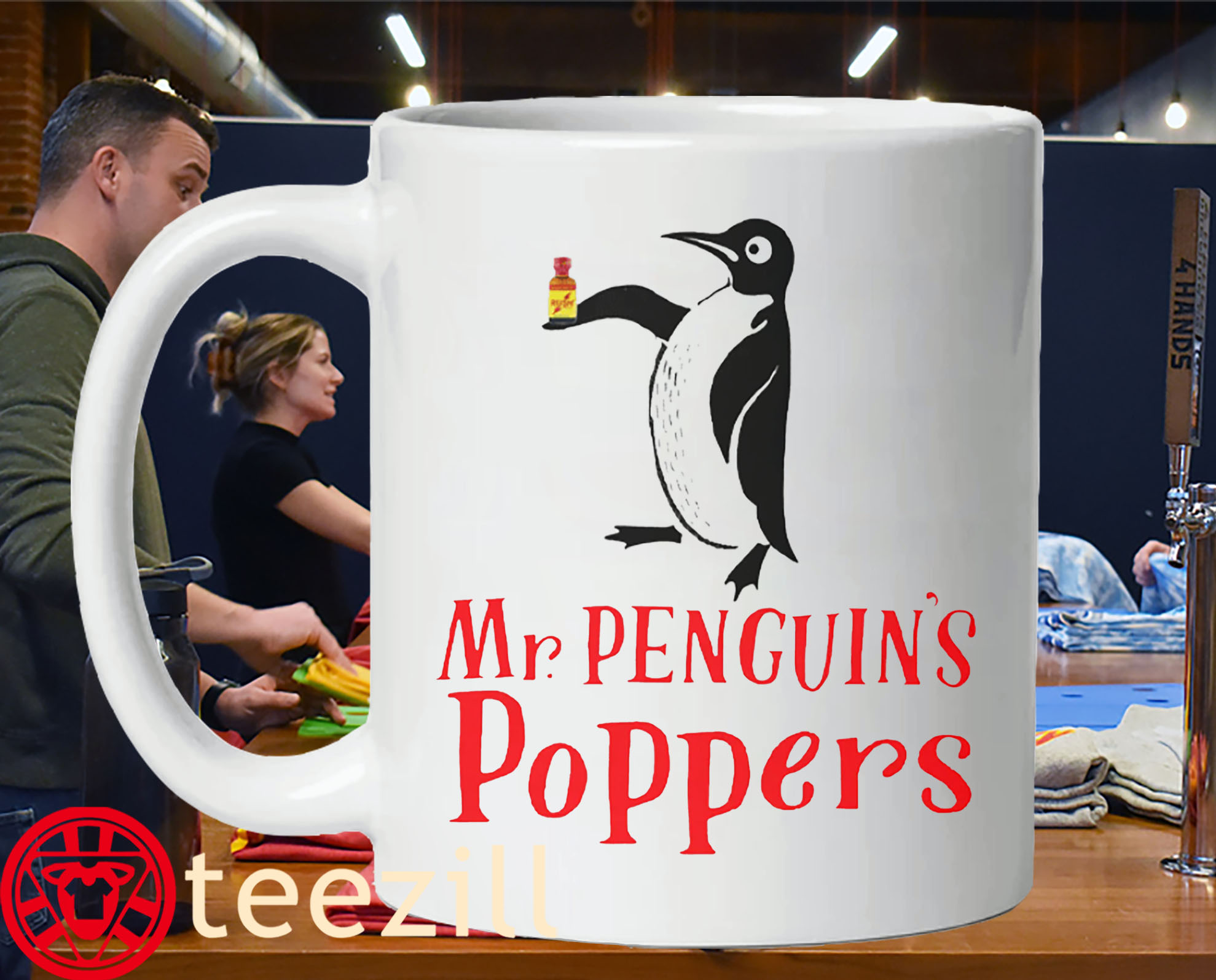 Mr. Penguin’s Poppers Funny Super Rush Mug
