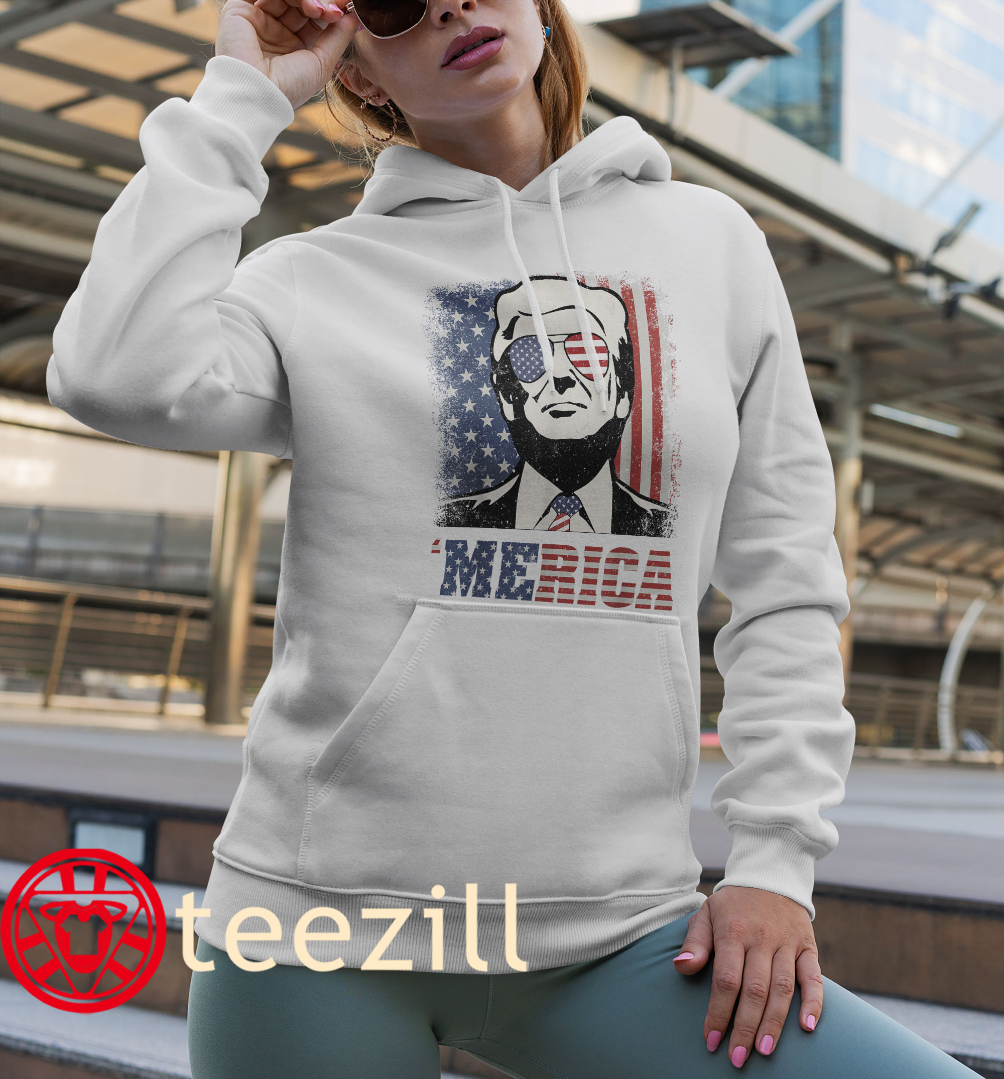 Premium Merica Trump Sunglass US Flag 4th Of July Shir hooodies