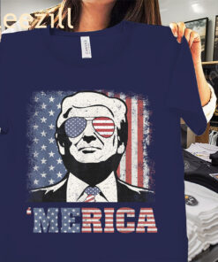 Premium Merica Trump Sunglass US Flag 4th Of July Shirt