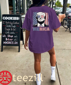 Premium Merica Trump Sunglass US Flag 4th Of July Shirt girl