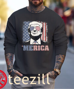 Premium Merica Trump Sunglass US Flag 4th Of July Shirt men