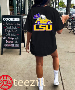 Snoopy And Woodstock Driving Car Shirts LSU Tigers