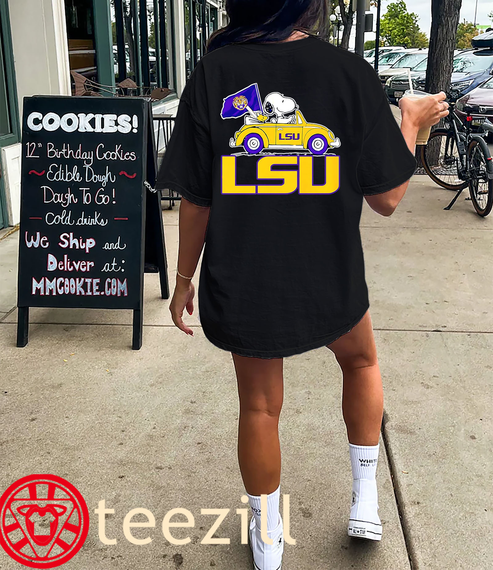 Snoopy And Woodstock Driving Car Shirts LSU Tigers