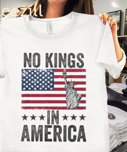 No Kings In America Flag Protest Save Democracy Men Shirt