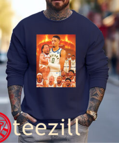 Tyrese Haliburton carring Jalen Brunson Funny Baby NBA Shirts