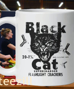 Vintage Black Cat Super Charged Flashlight Crackers Mug