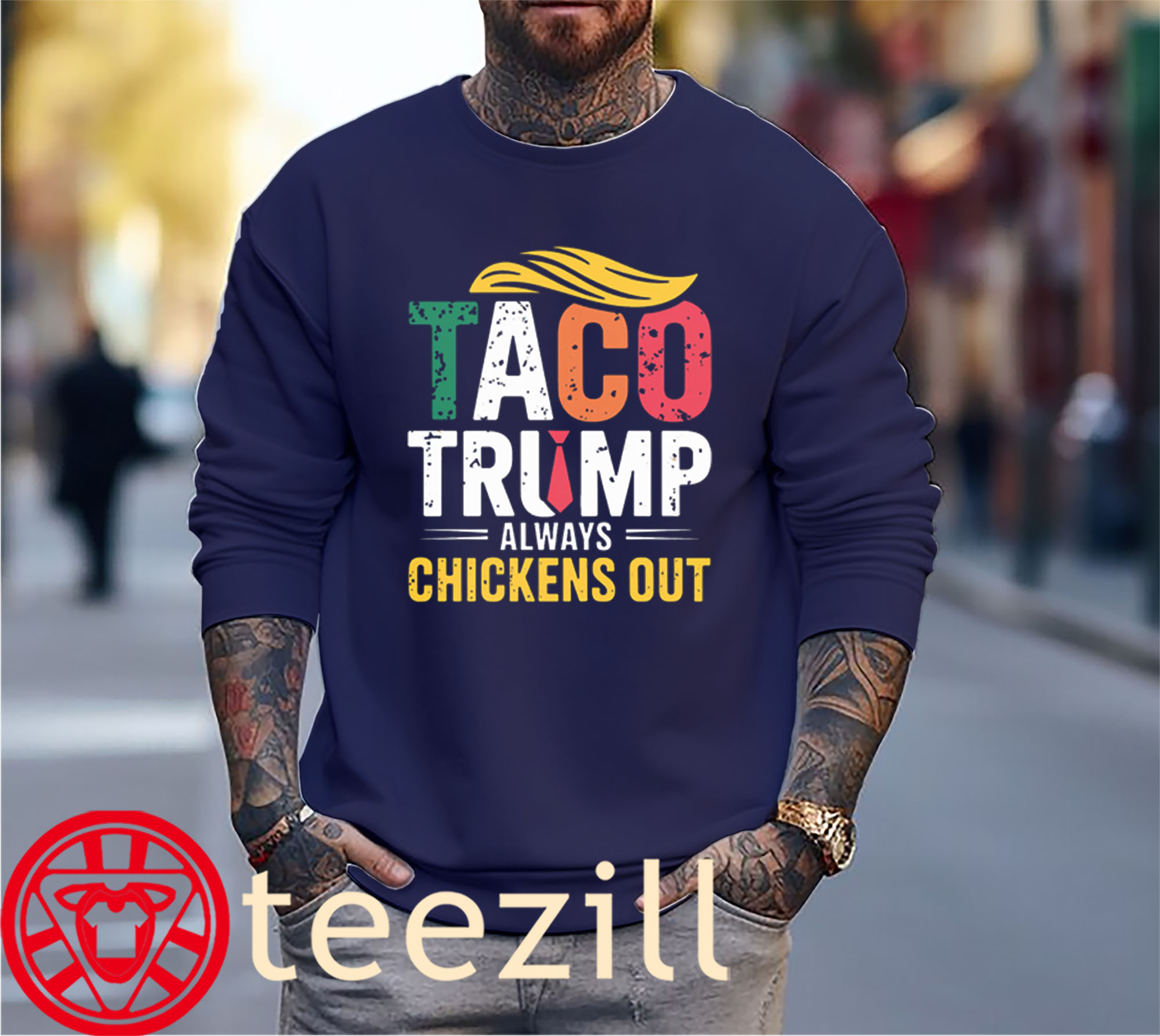 Vintage Taco – Trump Always Chickens Out Shirt unisex
