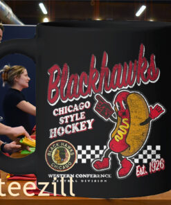 Black Chicago Blackhawks Hot Dog Food Mug
