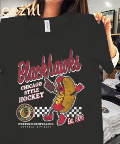 Black Chicago Blackhawks Hot Dog Food Shirt