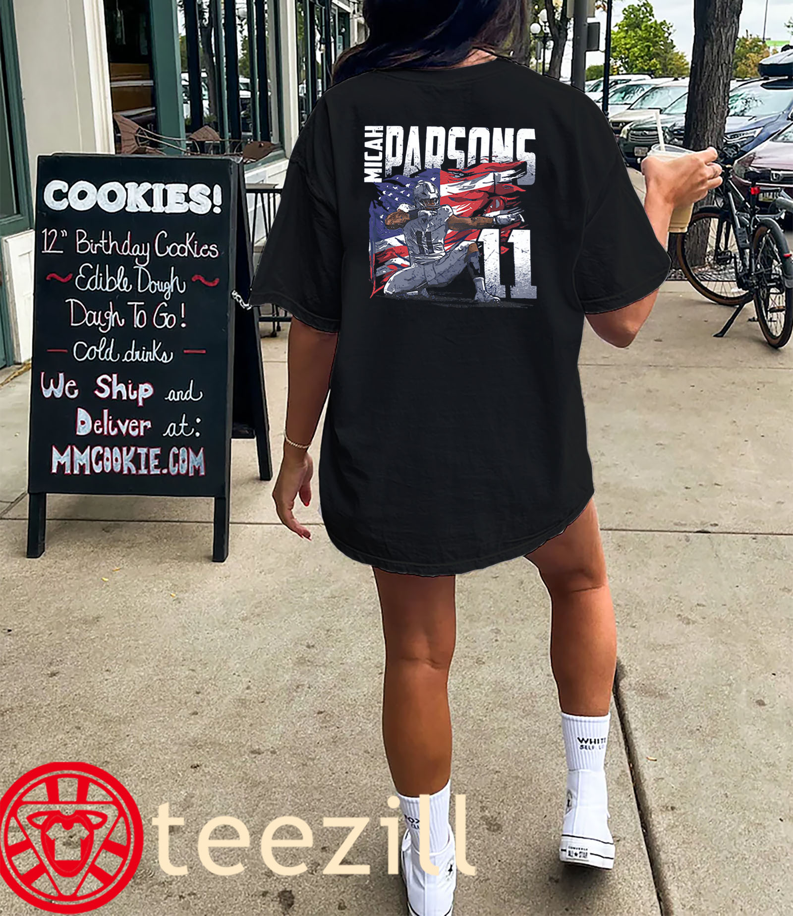 Dallas Cowboys American Flag Girl Micah Parsons