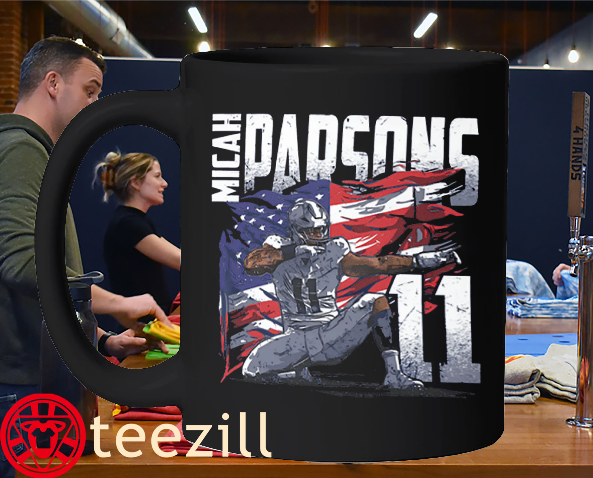 Dallas Cowboys American Flag Mug Micah Parsons