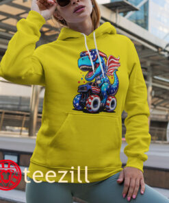 Dinosaur 4th Of July Tee Kids Boys Men Amerisaurus T-Rex Birthday