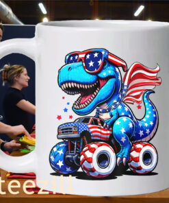 Dinosaur 4th Of July Tee Kids Boys Men Amerisaurus T-Rex Birthday Mug