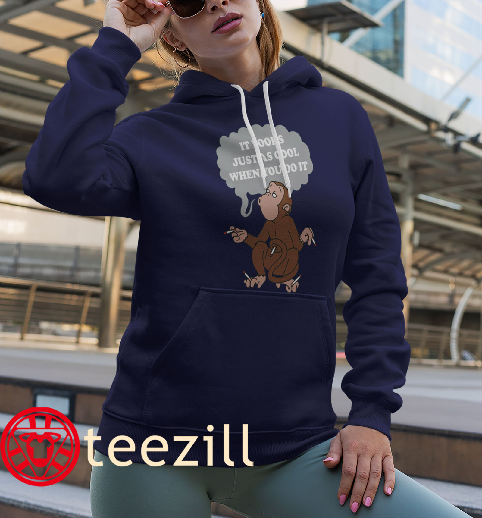 Funny Smoking Monkey Meme Tee It Looks Just As Cool When You Do It Shirt Hoodies